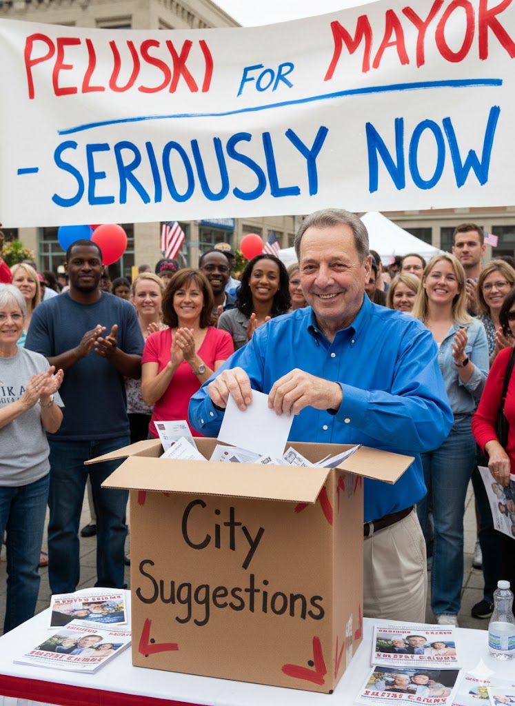 Tan Peluski with the Big City Suggestion Box